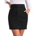 thumbnail image 1 of DARING DIVA Women's Faux Suede Skirt Belted Pencil Skirts XL Black, 1 of 6