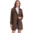 thumbnail image 1 of DARING DIVA Women's Faux Suede Trench Coat Double Breasted Jacket with Belt M Coffee, 1 of 8