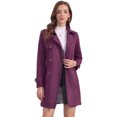 thumbnail image 1 of DARING DIVA Women's Faux Suede Trench Coat Double Breasted Jacket with Belt S Fuschia Pink, 1 of 8