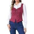 thumbnail image 1 of DARING DIVA Women's Faux Suede Vest Lace Up Party Sleeveless Jacket M Wine Red, 1 of 6