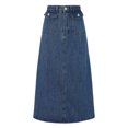 thumbnail image 1 of DARING DIVA Women's Flap Pocket A-Line Vintage Denim Maxi Skirt L Vintage Blue, 1 of 6