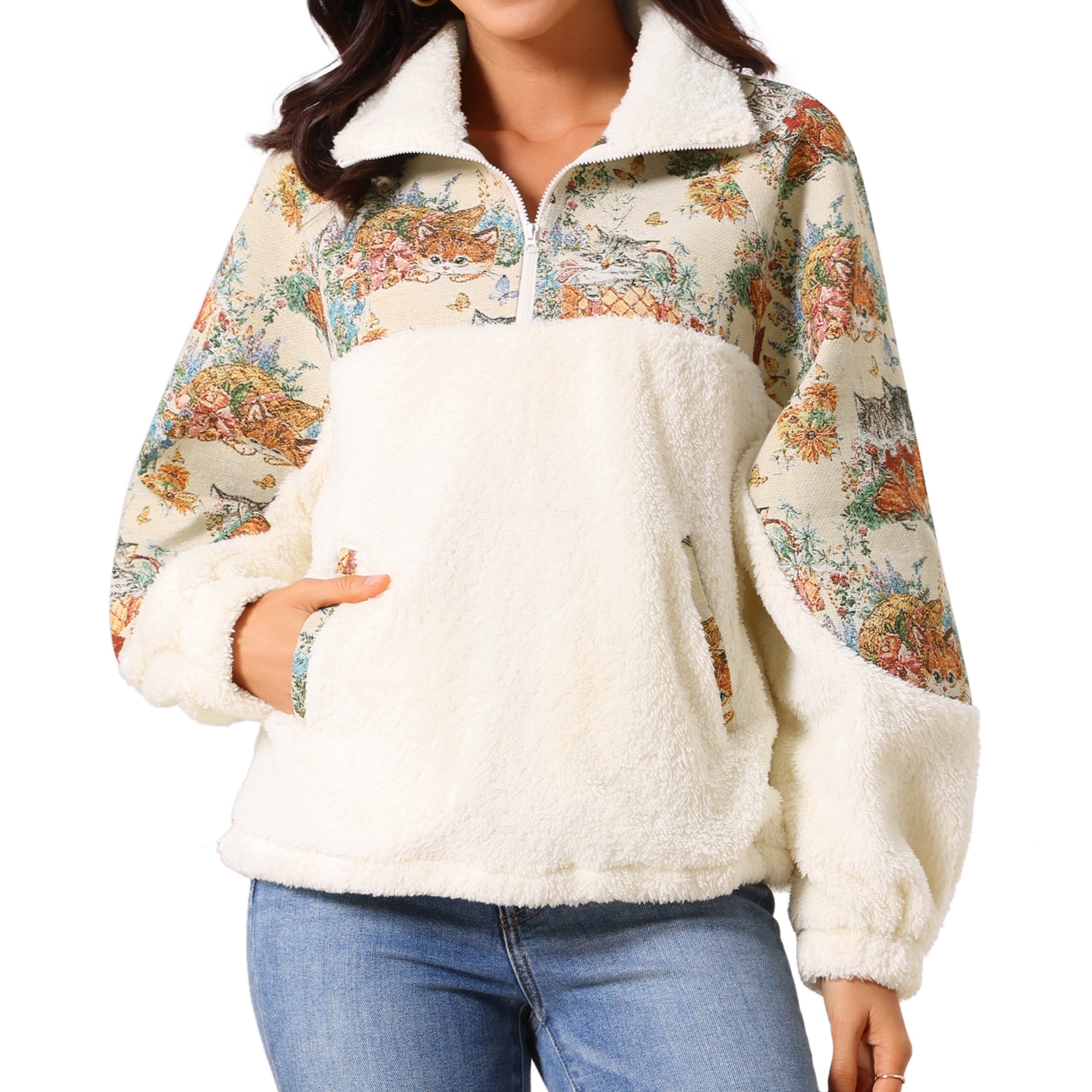 DARING DIVA Women's Fleec Long Sleeve Zipper Lapel Hoodie Jacket S Apricot‌