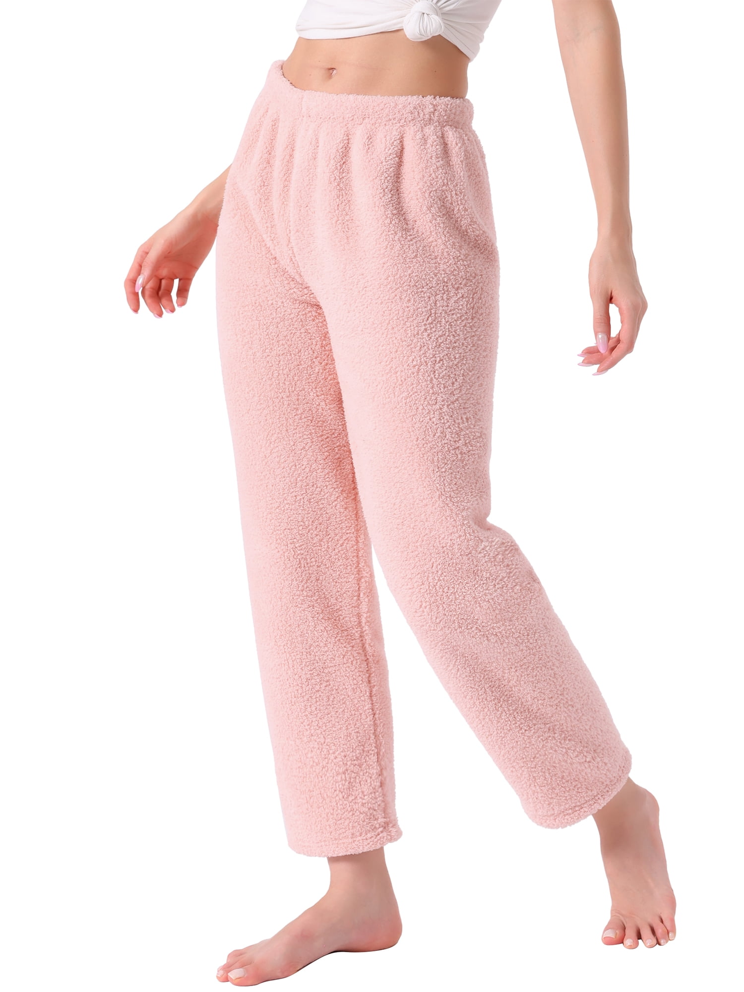 DARING DIVA Women's Fleece Fuzzy Elastic Waistband Lounge Pants XS Pink