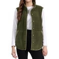 thumbnail image 1 of DARING DIVA Women's Fleece Button Down Jacket with Pockets Oversized Fuzzy Vests XS Army Green, 1 of 7