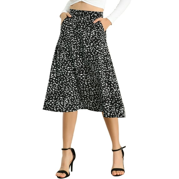 DARING DIVA Women's Floral Print A-Line Midi Skirt Skirts XS Black