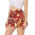 thumbnail image 1 of DARING DIVA Women's Floral Print Elastic Tie Waist Beach Short XL Red-Floral, 1 of 5