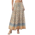 thumbnail image 1 of DARING DIVA Women's Floral Ruffle A Line Tiered Maxi Skirts Medium Beige, 1 of 6