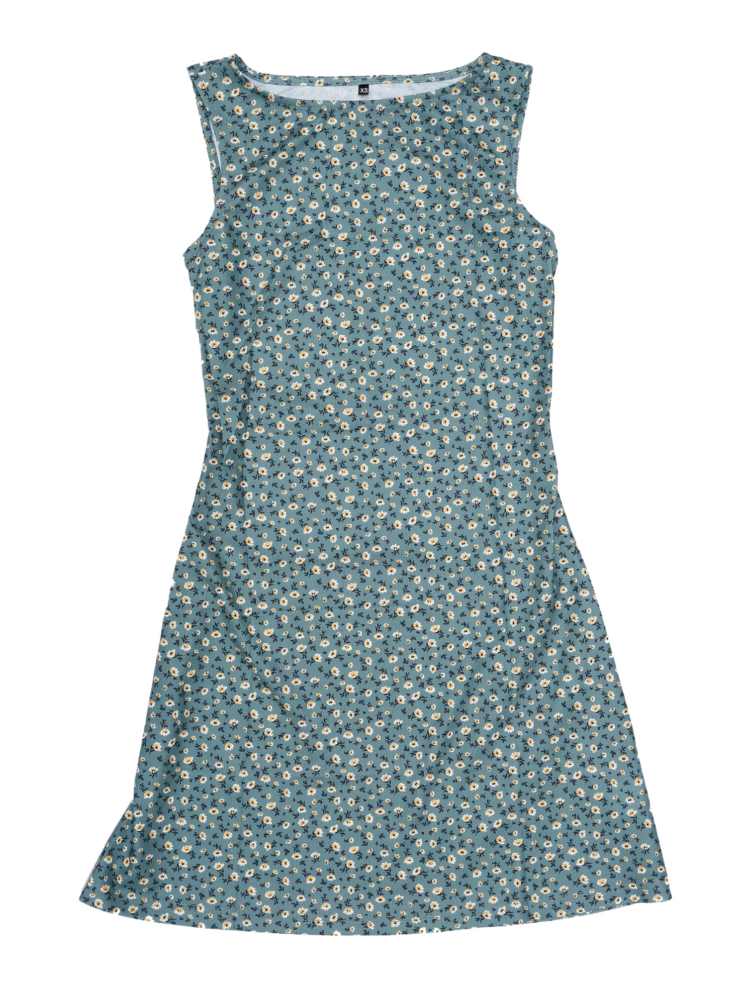 DARING DIVA Women's Floral Tank Dress for Boat Neck A-Line Mini Sundress XL Dusty Green
