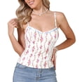 thumbnail image 1 of DARING DIVA Women's Floral Tank Tops Going Out Spaghetti Strap Top Crop Camisole M White, 1 of 6