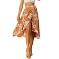 thumbnail image 1 of DARING DIVA Women's Floral Tropical Boho Midi Wrap Skirt M Orange, 1 of 6