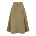 thumbnail image 1 of DARING DIVA Women's Flowy A-Line Business Work Skirt with Pockets Small Khaki, 1 of 6
