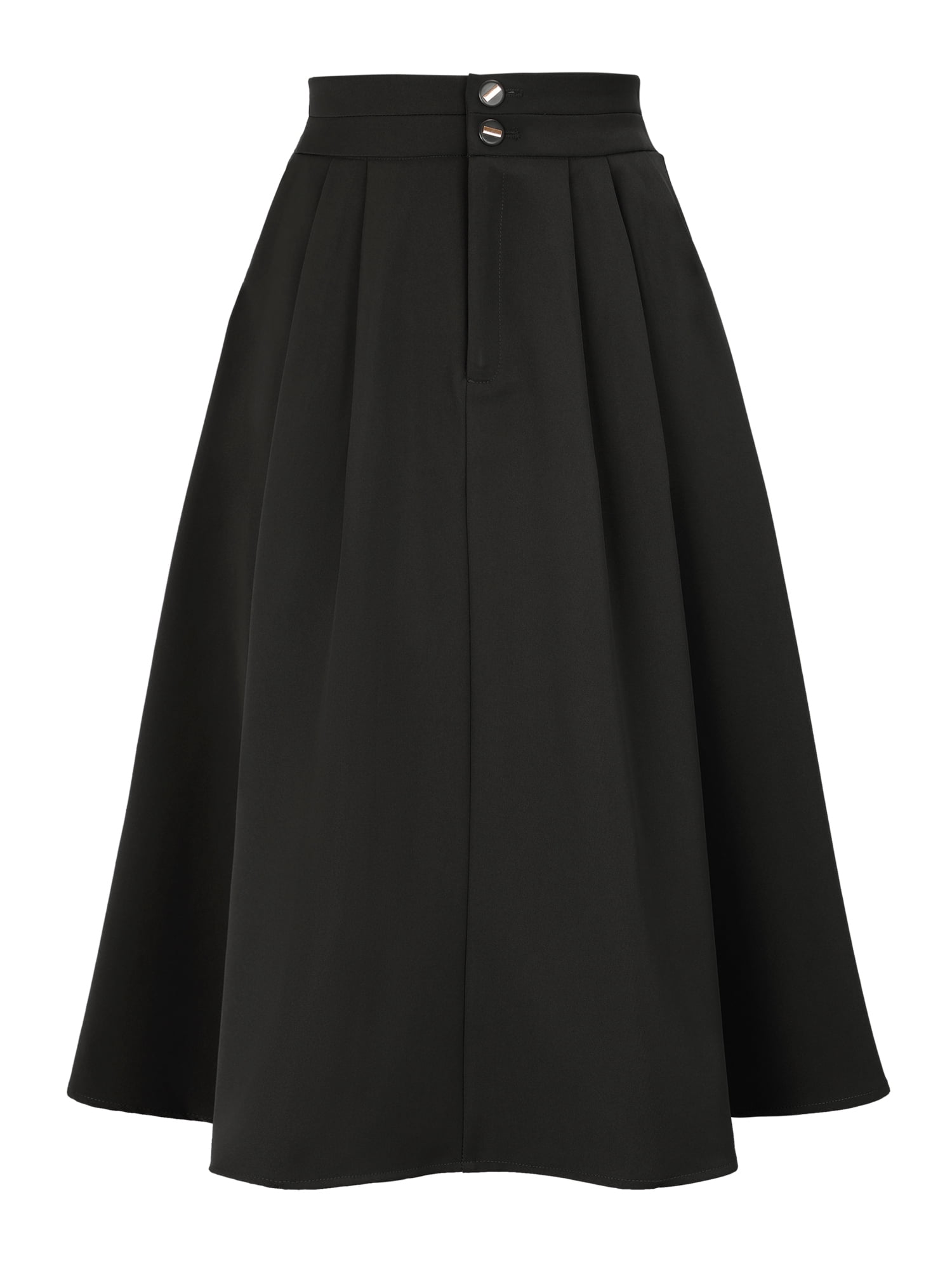 DARING DIVA Women's Flowy A-Line Business Work Skirt with Pockets X-Large Black