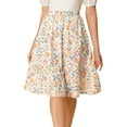 thumbnail image 1 of DARING DIVA Women's Flowy Ruffle Hem Tiered Floral Midi Skirt 3XL White, 1 of 6