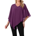 thumbnail image 1 of DARING DIVA Women's Flowy V Neck Chiffon Blouse Asymmetrical Top M Purple, 1 of 7