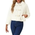thumbnail image 1 of DARING DIVA Women's Fluffy Collar Cropped Faux Fur Coat S White, 1 of 6