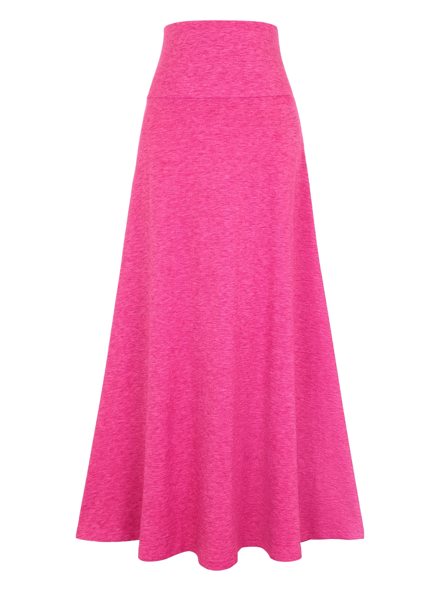 DARING DIVA Women's Foldable High Waist Flowy Flare Maxi Skirts L Rose Red