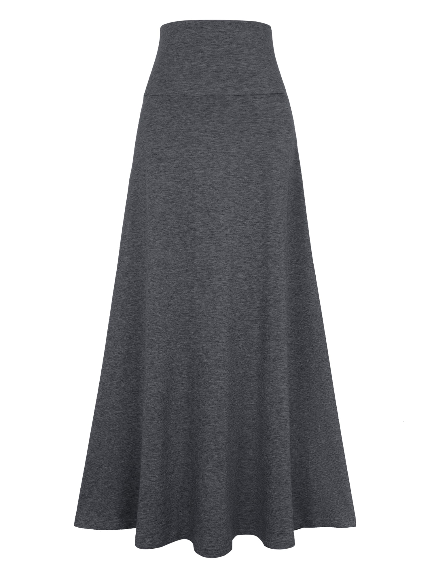 DARING DIVA Women's Foldable High Waist Flowy Flare Maxi Skirts M Dark Gray