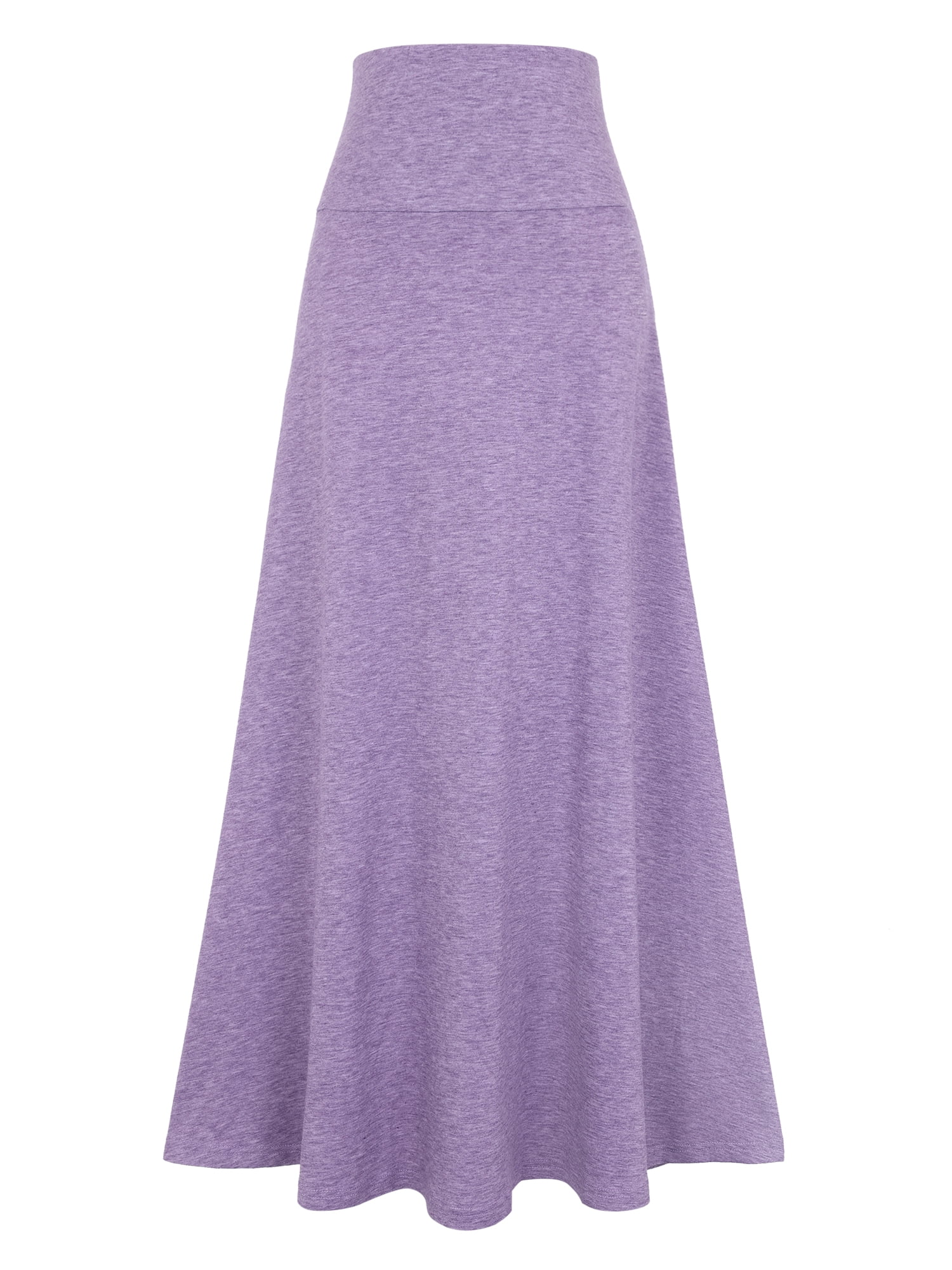 DARING DIVA Women's Foldable High Waist Flowy Flare Maxi Skirts M Purple