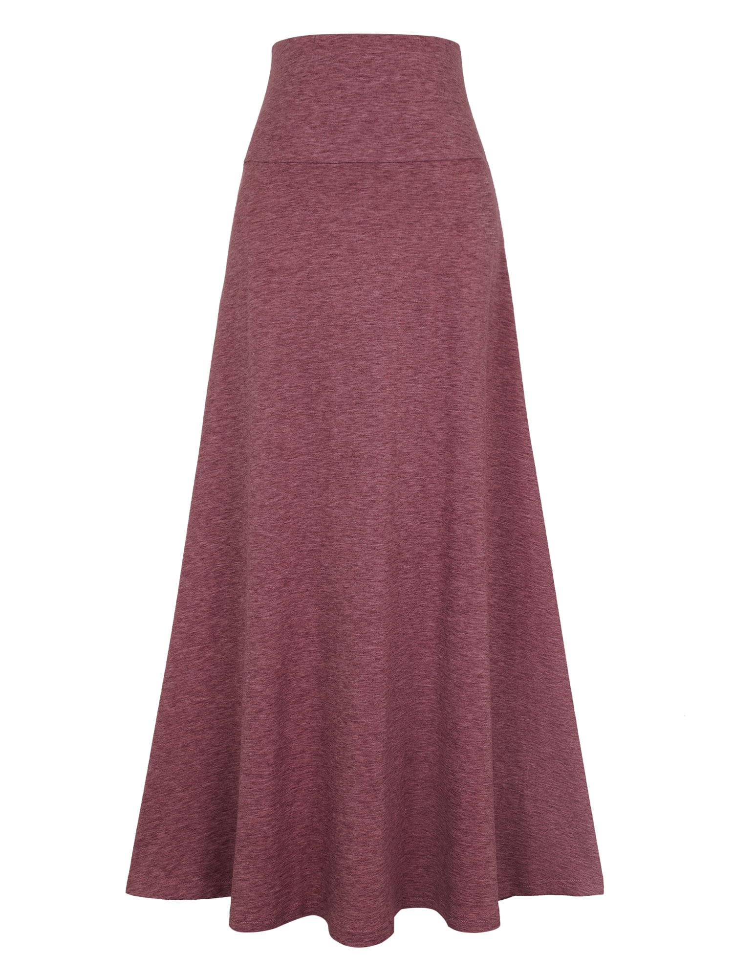 DARING DIVA Women's Foldable High Waist Flowy Flare Maxi Skirts XS Burgundy