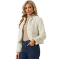 thumbnail image 1 of DARING DIVA Women's Formal Bolero Shrug Cropped Faux Fur Jacket XS Beige, 1 of 6