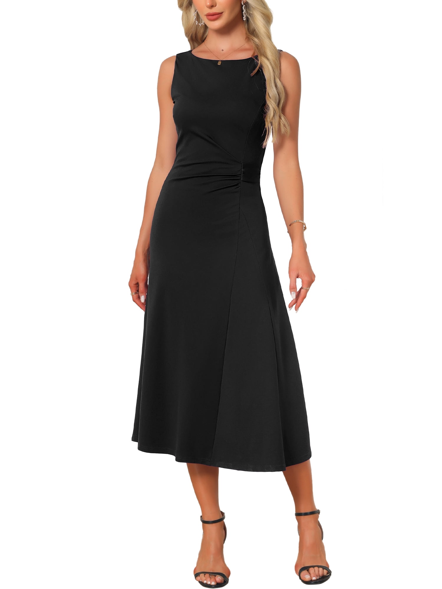 DARING DIVA Women's Formal Sleeveless Ruched High Waist A-Line Dresses 2XL Black