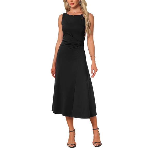 DARING DIVA Women's Formal Sleeveless Ruched High Waist A-Line Dresses 2XL Black