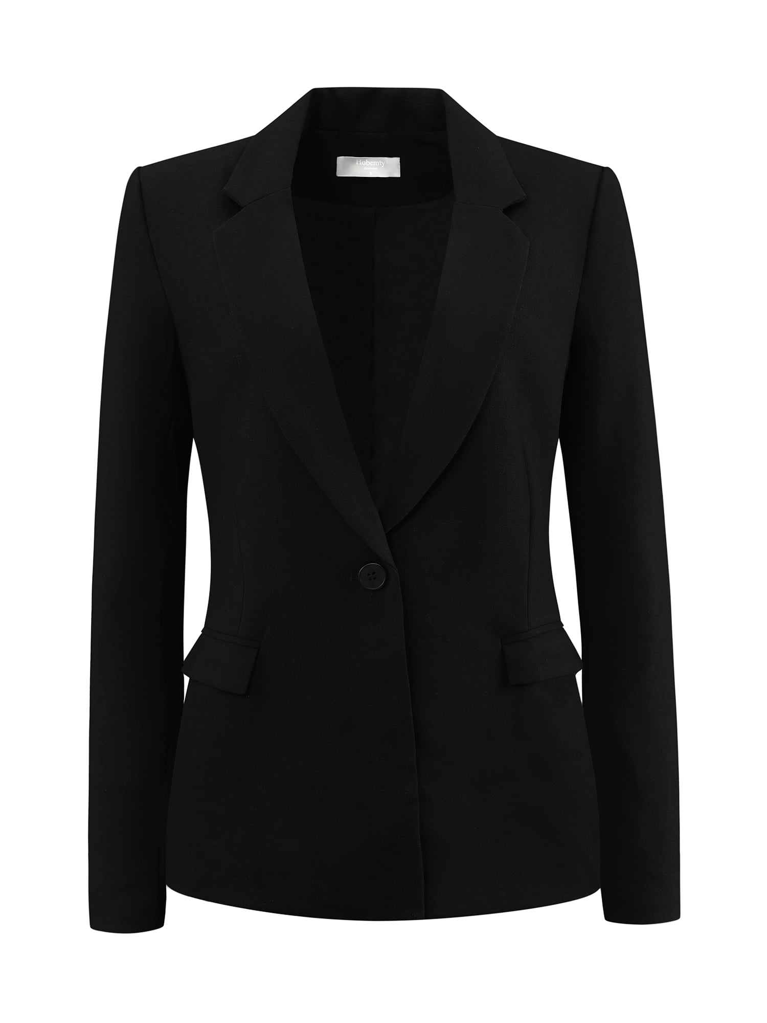DARING DIVA Women's Formal Work Blazer Notch Lapel Long Sleeve Suit Jacket L Black