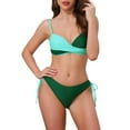 thumbnail image 1 of DARING DIVA Women's Front Cross Contrast Color Bikini Sets Medium Green, 1 of 6