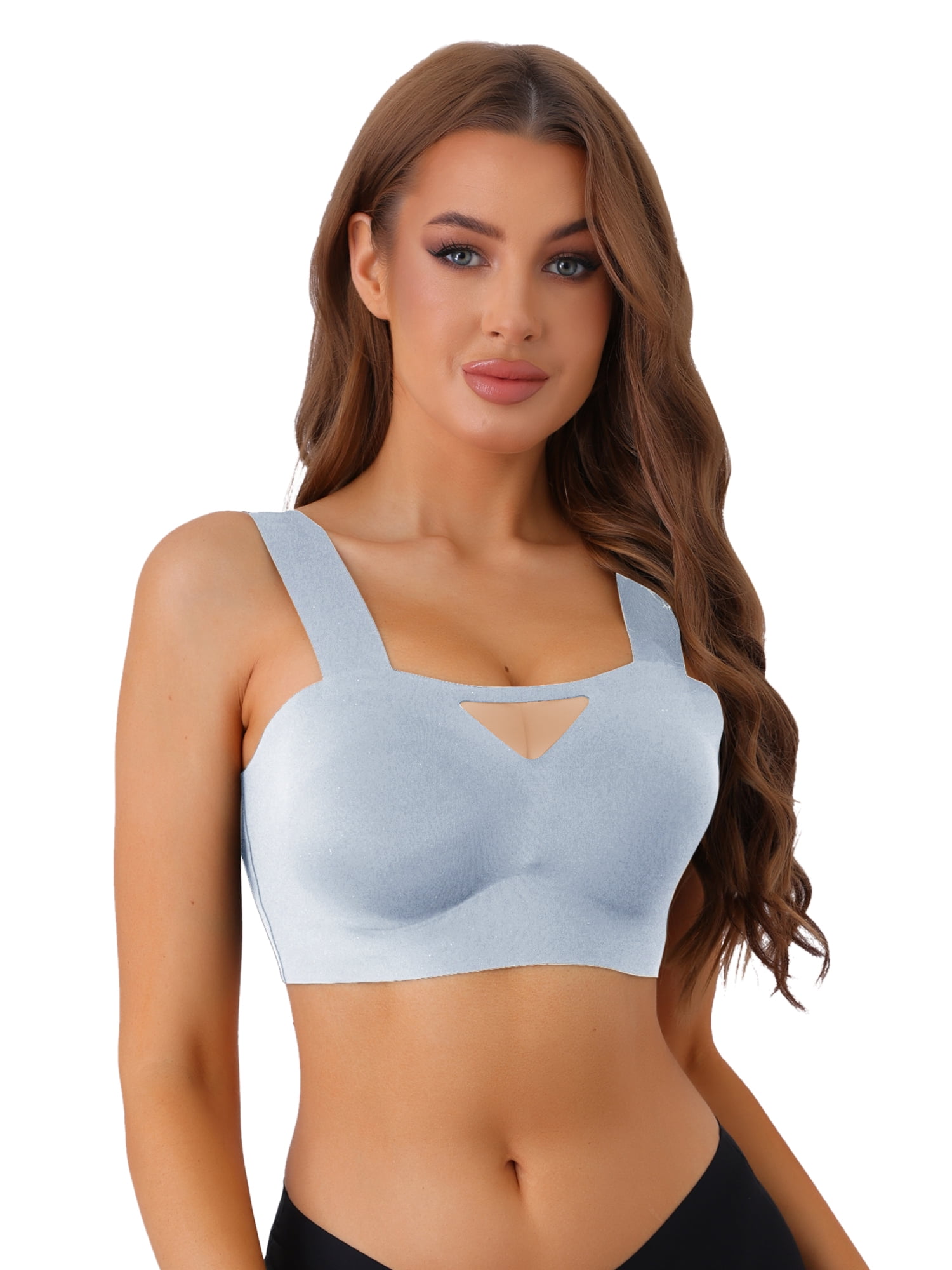 DARING DIVA Women's Full-Coverage Mesh Push-Up Comfort Wirefree Bras Blue S