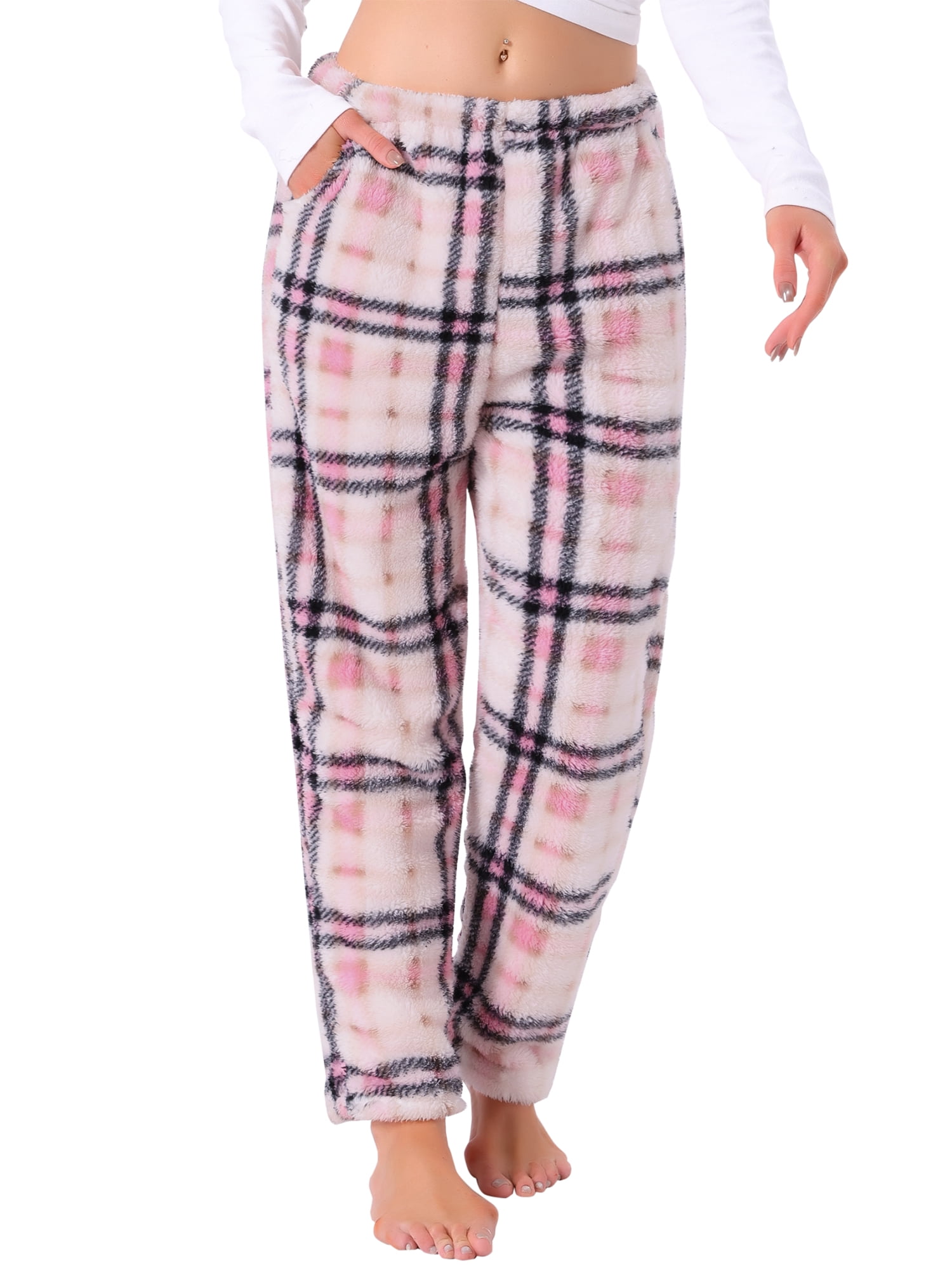 DARING DIVA Women's Fuzzy Fleece Plush Warm Lounge Sleepwear with Pockets S Pink