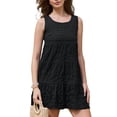 thumbnail image 1 of DARING DIVA Women's Gingham Flowy Swing Plaid Tiered Short Dresses L Black, 1 of 6
