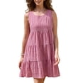thumbnail image 1 of DARING DIVA Women's Gingham Flowy Swing Plaid Tiered Short Dresses S Red, 1 of 6