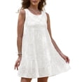 thumbnail image 1 of DARING DIVA Women's Gingham Flowy Swing Plaid Tiered Short Dresses S White, 1 of 6