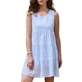 thumbnail image 1 of DARING DIVA Women's Gingham Flowy Swing Plaid Tiered Short Dresses XL Light Blue, 1 of 6