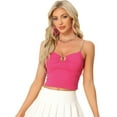 thumbnail image 1 of DARING DIVA Women's Glitter Rhinestones Encrusted Cut Out Cami Crop Tank Tops S Rose Red, 1 of 6