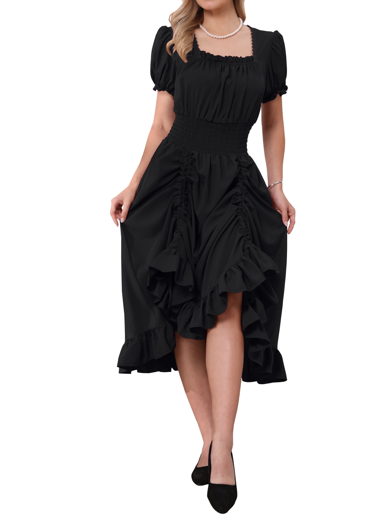 DARING DIVA Women's Gothic Pirate Costume High Low Vintage Dress 2XL Black