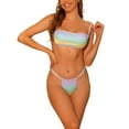 thumbnail image 1 of DARING DIVA Women's Gradient Bikini Sets, 2-Piece Bandeau Swimsuit S Green Purple Orange, 1 of 6