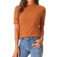 thumbnail image 1 of DARING DIVA Women's Half Sleeve Mock Turtleneck Casual Top XL Dark Orange, 1 of 6
