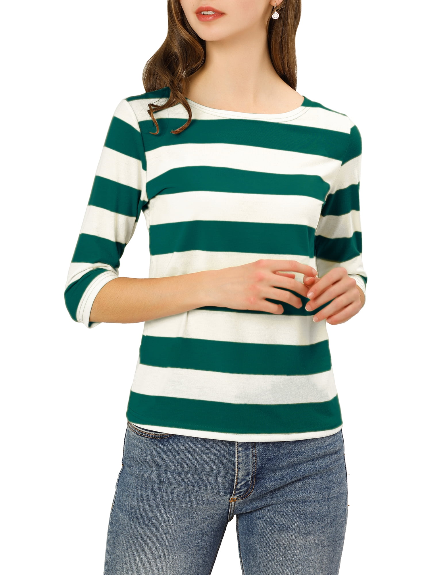 DARING DIVA Women's Halloween Costume Boat Neck Top T-Shirts M Green White