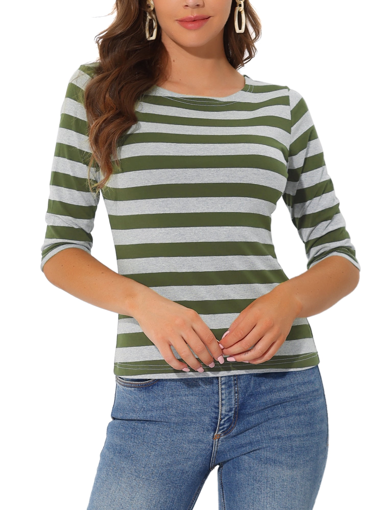DARING DIVA Women's Halloween Costume Boat Neck Top T-Shirts S Army Green Grey