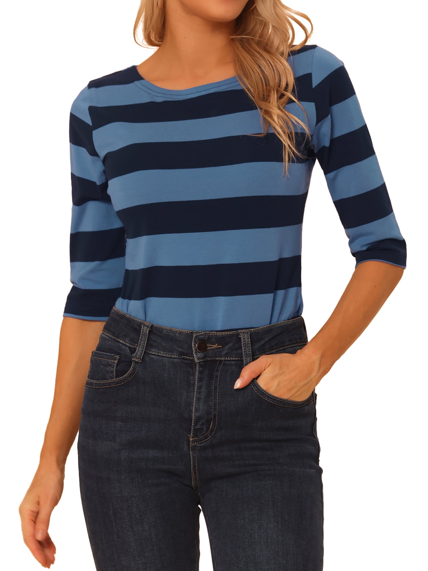 DARING DIVA Women's Halloween Costume Boat Neck Top T-Shirts S Blue Dark Blue