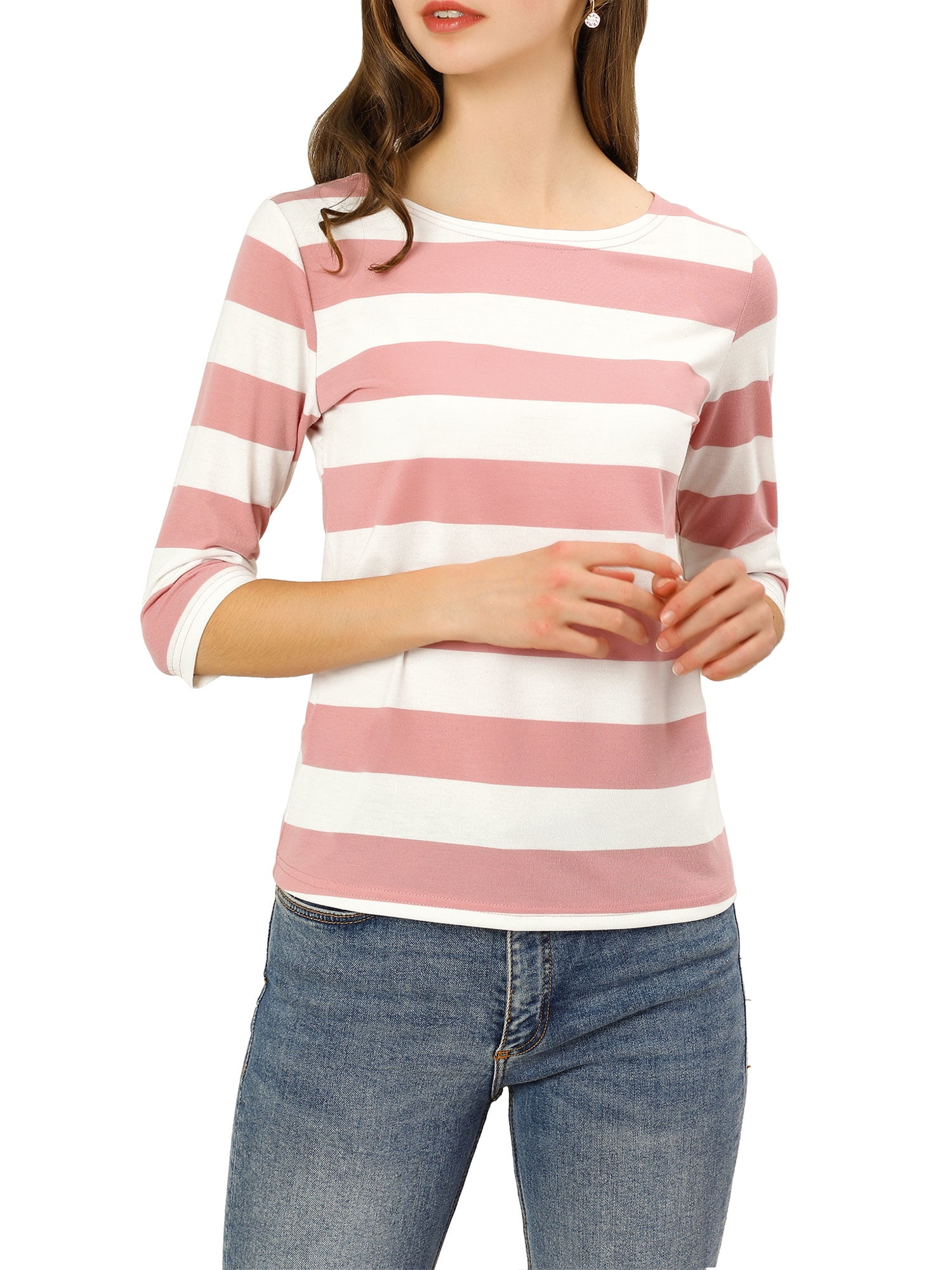 DARING DIVA Women's Halloween Costume Boat Neck Top T-Shirts S Pink White
