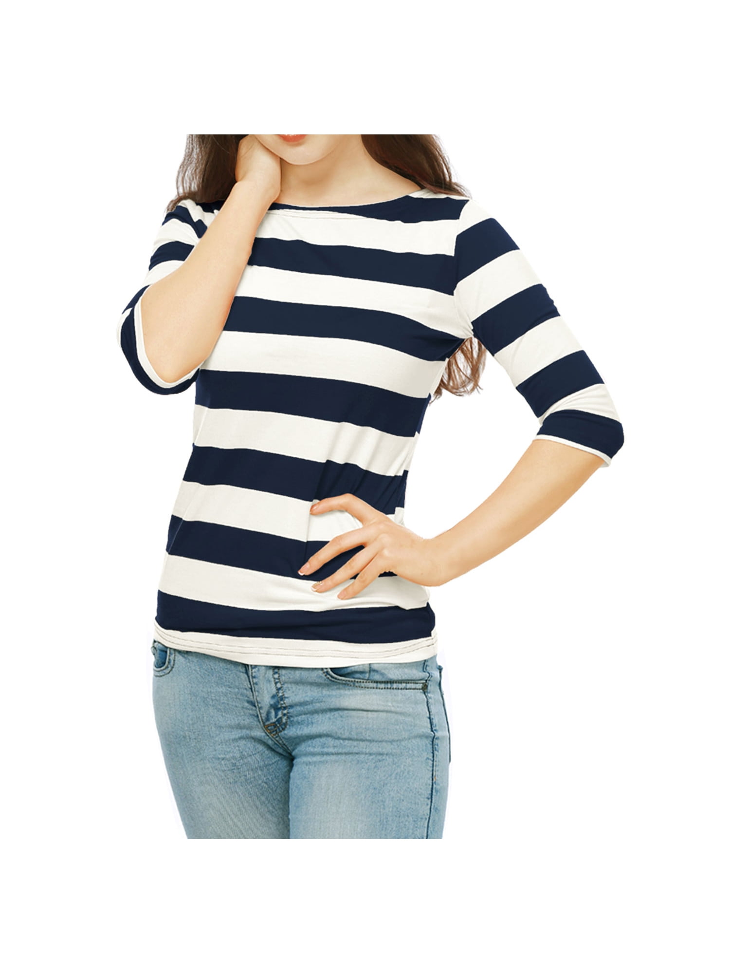 DARING DIVA Women's Halloween Costume Boat Neck Top T-Shirts XS Blue