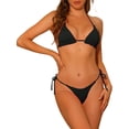thumbnail image 1 of DARING DIVA Women's Halter Ribbed Bikini Sets, 2 Piece Tie Side Bathing Suit M Black, 1 of 6
