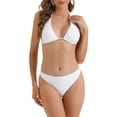 thumbnail image 1 of DARING DIVA Women's Halter Ribbed Lace Up Bikini Sets Medium White, 1 of 6