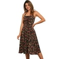 thumbnail image 1 of DARING DIVA Women's Halter Sleeveless Lace Up Floral Midi Dresses M Black Rose, 1 of 6