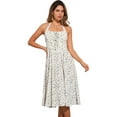 thumbnail image 1 of DARING DIVA Women's Halter Sleeveless Lace Up Floral Midi Dresses M White Blue, 1 of 6