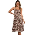 thumbnail image 1 of DARING DIVA Women's Halter Sleeveless Lace Up Floral Midi Dresses S Beige Rose, 1 of 6