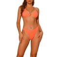 thumbnail image 1 of DARING DIVA Women's Halter Underwire Ribbed Bikini Sets 2 Pieces L Light Orange, 1 of 6