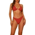 thumbnail image 1 of DARING DIVA Women's Halter Underwire Ribbed Bikini Sets 2 Pieces L Red, 1 of 6
